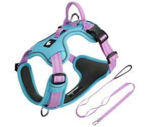Este arnés y Correa para Perros está diseñado específicamente para Miniature American Shepherd. Incluye un arnés Ajustable y Resistente a los tirones con una Correa de 1,5 Metros. Blue L