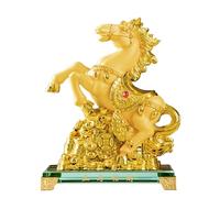 Este auspicioso adorno del zodiaco del caballo, que cuenta con una gran base de metal, es adecuado for colocar en la sala de estar o en un escritorio de oficina.(Metallic3)