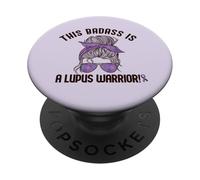Este Badass ES UN Lupus Warrior Concienciación Mujer Meme EN LA Espalda PopSockets PopGrip Adhesivo