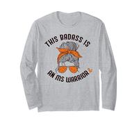 Este Badass ES UN MS Warrior MÚLTIPLE Esclerosis Ribbon Meme Manga Larga