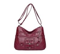 Este bolso de hombro en una de cuero para mujer es una correa para mujeres con tiempo y pérdida de tiempo | Fashion Recond Bag PU cuero monedero | mochila multitack,correa ajustable, rojo, Ver