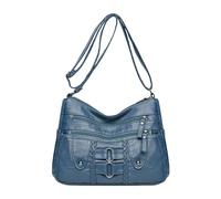 Este bolso de hombro en una de cuero para mujer es una correa para mujeres con tiempo y pérdida de tiempo | Fashion Recond Bag PU cuero monedero | mochila multitack,correa ajustable, azul, Ver