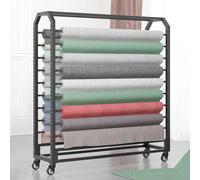 Este Carrito Ajustable para Rollos de Tela Grandes con 8 Barras para Colgar es un Organizador y Expositor Comercial de Vinilo, Papel Tapiz y Cuero (145 cm) para películas Que cambian de Colo