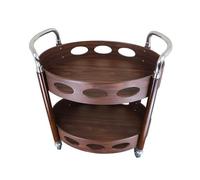 Este Carrito de Cocina Retro de Madera con Forma de Huevo, Isla de Servicio de 2 Niveles con Estructura metálica, Carrito de Bar rodante con Ruedas y Asas, Estante de Almacenamiento para CAF