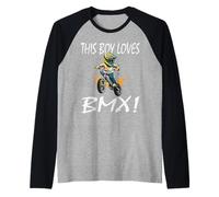 Este Chico ama BMX, BMX para niños Camiseta Manga Raglan