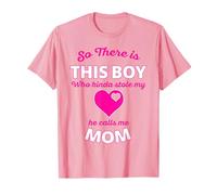 Este chico me robó el corazón, me llama mamá, lindo corazón rosa Camiseta