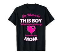 Este chico me robó el corazón, me llama mamá, lindo corazón rosa Camiseta