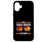 Este conductor de camión tiene un diseño de atardecer de estilo retro jubilado Carcasa para iPhone 16 Plus