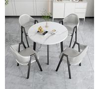 Este Conjunto de Muebles Incluye una Mesa de Comedor Redonda con 4 sillas, un Escritorio para recepción, Ideal para negociaciones comerciales, y una Mesa de Centro para Bar o balcón.