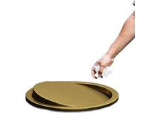 Este Cubo de Basura Redondo Oculto de Acero Inoxidable Dorado de 290 mm con Tapa abatible - Tapas integradas para instalación en Lavabo o encimera Ideal para Orificios de lavandería
