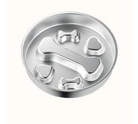 Este cuenco de alimentación lenta, diseñado específicamente para los Bouledogue Français, está hecho de acero inoxidable y presenta un diseño de doble cara