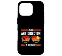 Este director de arte es un diseño de atardecer de estilo retro jubilado Carcasa para iPhone 16 Pro