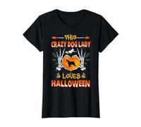 Este Disfraz de Crazy Dog Lady English Springer ama Camiseta gráfica económica, Mujer, Negro, L