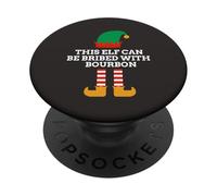 Este Elfo Puede ser sobornado con Bourbon Christmas Santa Helper PopSockets PopGrip Adhesivo