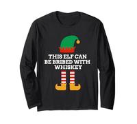 Este Elfo Puede ser sobornado con Whisky Navidad Santa Helper Manga Larga