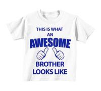 Este es lo Que una fantástica Hermano Looks Like Camiseta de Color Blanco Azul Texto para bebé Nuevo bebé Hermana Regalo Blanco Blanco Talla:18-24 Meses