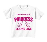 Este es lo que una princesa Looks like camiseta de color blanco rosa texto para bebé disponible en tamaños 0 - 6 meses a 14 - 15 años blanco blanco Talla:12-18 meses