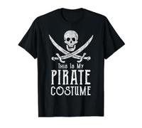 Este es mi Disfraz de Pirata, Fiesta Divertida de Calavera Camiseta gráfica económica, Hombre, Negro, S