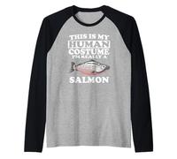 Este es mi Disfraz Humano. Realmente Soy un pez salmón Camiseta Manga Raglan