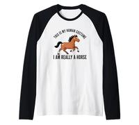 Este es mi Disfraz Humano, Soy Realmente un Caballo Camiseta Manga Raglan