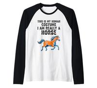 Este es mi Disfraz Humano, Soy Realmente un Caballo Camiseta Manga Raglan
