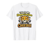 Este es mi Disfraz Humano, Soy Realmente un Guepardo Camiseta gráfica económica, Hombre, Blanco, L