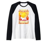 Este es mi Disfraz Humano, Soy Realmente un Husky Siberiano Camiseta Manga Raglan