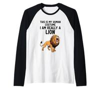 Este es mi Disfraz Humano, Soy Realmente un león Camiseta Manga Raglan