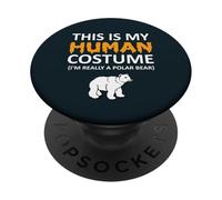 Este es mi disfraz humano, soy realmente un oso polar para Halloween PopSockets PopGrip Adhesivo