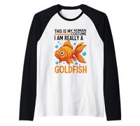 Este es mi Disfraz Humano, Soy Realmente un pez Dorado Camiseta Manga Raglan