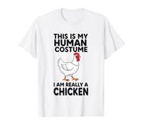 Este es mi Disfraz Humano, Soy Realmente un Pollo Camiseta gráfica económica, Hombre, Blanco, XL
