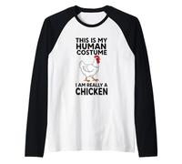 Este es mi Disfraz Humano, Soy Realmente un Pollo Camiseta Manga Raglan