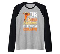 Este es mi Disfraz Humano, Soy Realmente una Jirafa, Divertido Halloween Camiseta Manga Raglan
