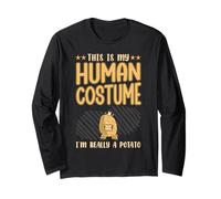 Este es mi Disfraz Humano, Soy Realmente una Papa, Divertido Halloween Manga Larga