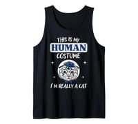Este es mi Traje Humano, Realmente Soy un Gato, Divertido de Halloween Camiseta sin Mangas