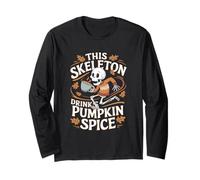 Este esqueleto bebe especias de calabaza Manga Larga
