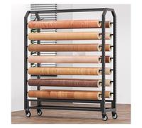 Este Estante Colgante Ajustable para Rollos de Tela Grandes es un Organizador Comercial de Acero Resistente con Ruedas, Ideal para Rollos de Vinilo, películas para Cambio de Color de automóv