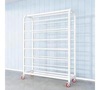 Este Expositor Ajustable para Telas Textiles con Barra para Colgar, de 200 cm/79 Pulgadas, Color Blanco, es un Organizador de muestras para Papel Tapiz y láminas para Ventanas, soporta hasta