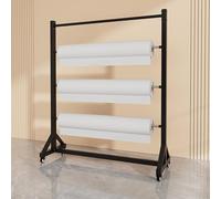 Este Expositor Comercial de Telas - Estante Ajustable para muestras Textiles con Ruedas con Freno, 3 Barras, 125 cm (49 Pulgadas) Cortinas y muestras de Tela, Carrito de Alma