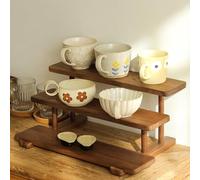 Este Expositor de Tazas de café de Madera, Estante de Almacenamiento de Utensilios de té de 2/3 Niveles, Soporte para Tazas de té de encimera para Cocina y Barra de café, 40x21x18cm
