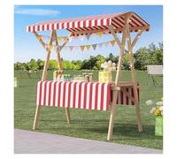 Este Expositor portátil de Madera para Puestos de Mercado, Carrito Plegable para vendedores ambulantes y Puestos de Comida, es Ideal para mercados de Agricultores, ferias y Eventos de Comida