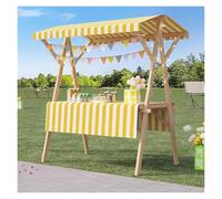 Este Expositor portátil de Madera para Puestos de Mercado, Carrito Plegable para vendedores ambulantes, Carrito de Comida, Mercado agrícola, Feria de artesanía y Unidad de exhibición móvil