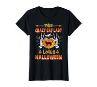 Este Gato Birmano Crazy Cat Lady ama el Disfraz de Halloween Camiseta gráfica económica, Mujer, Negro, XS