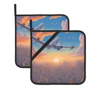 Este hermoso juego de 2 alfombrillas resistentes al calor con patrón de avión es perfecto para hornear, asar y cocinar todos los días.