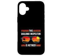 Este inspector de construcción tiene un diseño de atardecer de estilo retro jubilado Carcasa para iPhone 16 Plus