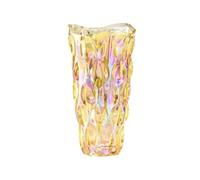 Este jarrón artístico multicolor de estilo moderno europeo, elaborado artesanalmente con una textura tridimensional de estilo bohemio, es un jarrón de cristal adecuador.(Yellow)