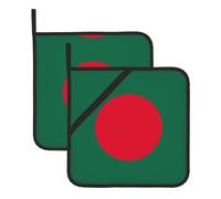 Este juego de 2 alfombrillas resistentes al calor con diseño de la bandera de Bangladesh es perfecto para hornear, asar y cocinar todos los días.