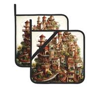 Este juego de 2 alfombrillas resistentes al calor con patrón de Dream Castle es perfecto para hornear, asar y cocinar todos los días.