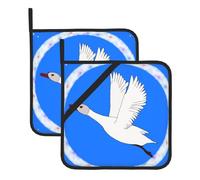 Este juego de 2 alfombrillas resistentes al calor con patrón de ganso blanco volador es perfecto para hornear, asar y cocinar todos los días.