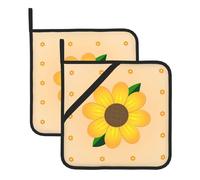 Este juego de 2 alfombrillas resistentes al calor con patrón de girasol dorado es perfecto para hornear, asar y cocinar todos los días.